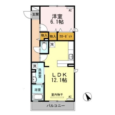 浜の前マンション13号棟 301の間取り図