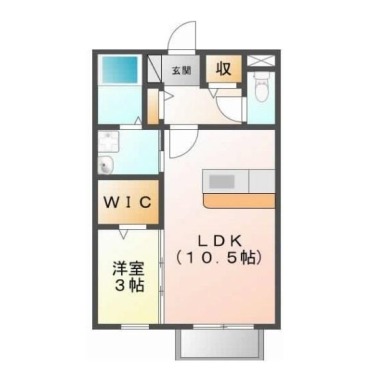 南二軒屋町 アパート 1LDK 101の間取り図