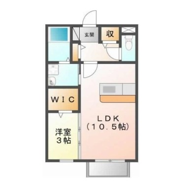 南二軒屋町 アパート 1LDK 101の間取り図