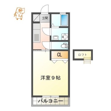 南二軒屋町 アパート 1K 202の間取り図