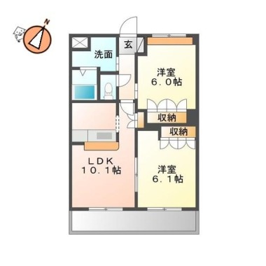 コートヴェール中島田 102の間取り図