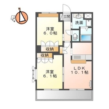 コートヴェール中島田 208の間取り図