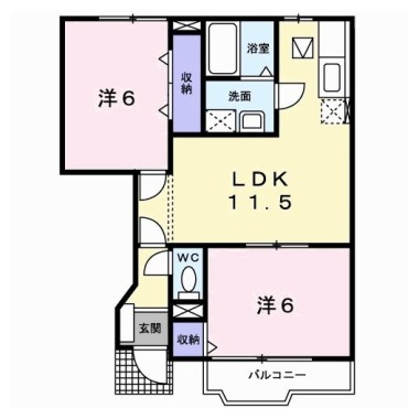 メゾンソレイユ B 102の間取り図