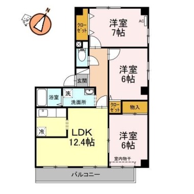 フォブール佐古 B棟 101の間取り図