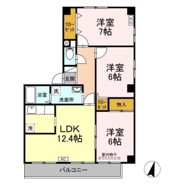 フォブール佐古 B棟 201の間取り図