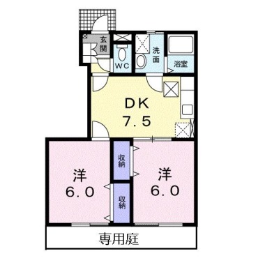 ソレイユ・ルヴァンB 102の間取り図