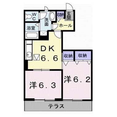 ベルメゾン ハラダA 102の間取り図