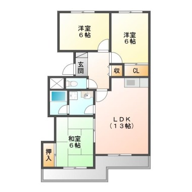 かちどき橋 マンション 3LDK 3Cの間取り図