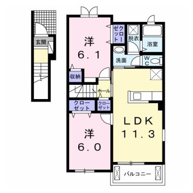 グラース ヴァイオレット 201の間取り図