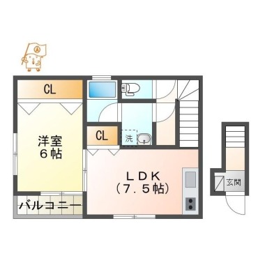 富田橋 アパート 1LDK 201の間取り図