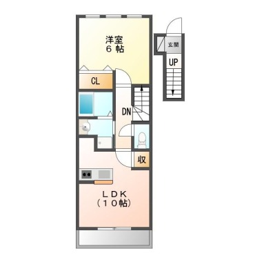 昭和町 アパート 1LDK 5の間取り図