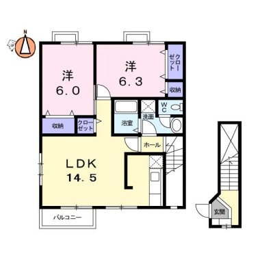 サンシティー国府B 201の間取り図