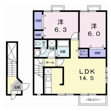 サンシティー国府B 203の間取り図