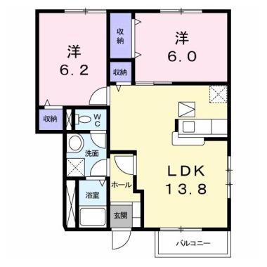 ウイング宮津B 102の間取り図