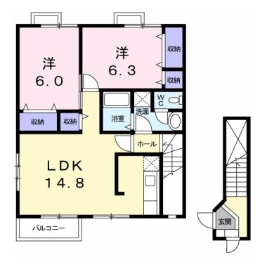 ウイング宮津B 201の間取り図