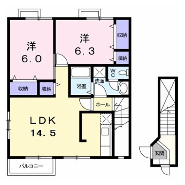 ハートフル鴨島 B 201の間取り図