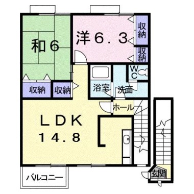 ハートフル鴨島 B 202の間取り図