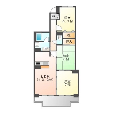 北前川町 マンション 3LDK 302の間取り図