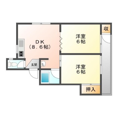 住吉 マンション 2DK 301の間取り図