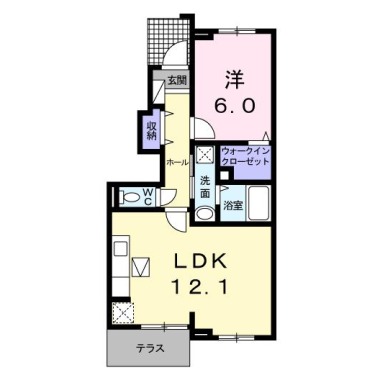 アンソレイエC 102の間取り図