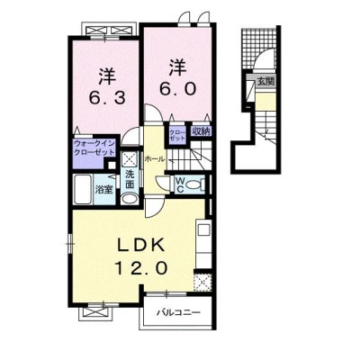 アンソレイエC 203の間取り図