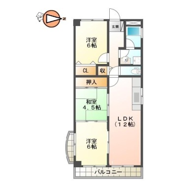 南田宮 マンション 3LDK 201の間取り図