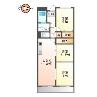 南田宮 マンション 3LDK 206の間取り図