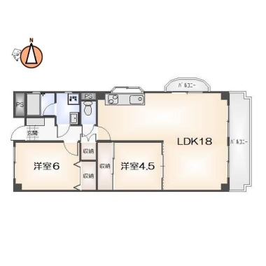 南田宮 マンション 2LDK 307の間取り図