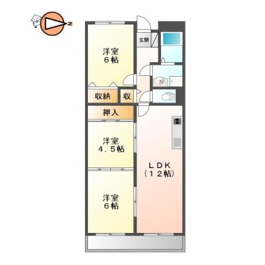 南田宮 マンション 3LDK 505の間取り図