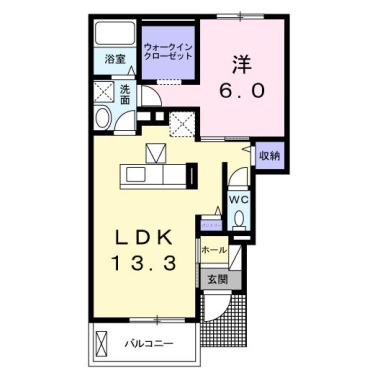 クラール南矢三B 102の間取り図