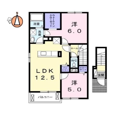 クラール南矢三B 201の間取り図