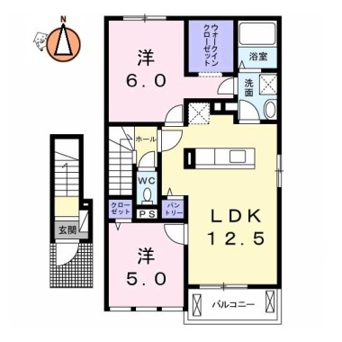 クラール南矢三D 203の間取り図