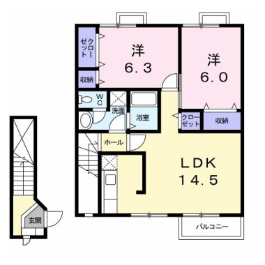 カサ モデルナ II 202の間取り図