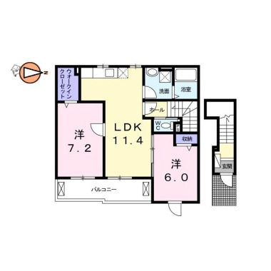 レヴェランスB 202の間取り図