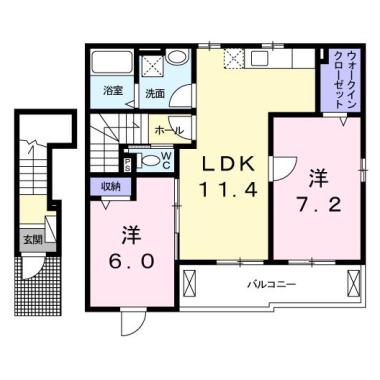 レヴェランスB 206の間取り図