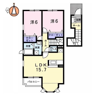 シャン・ドゥ・フルール 207の間取り図