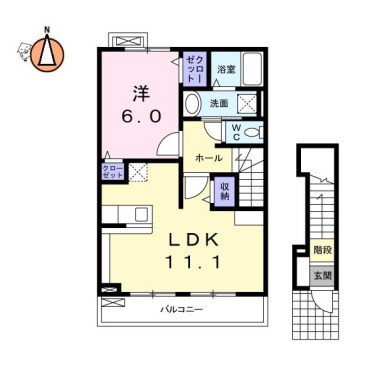 アンソレイエA 202の間取り図