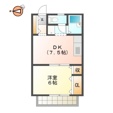 北島田町 アパート 1DK A205の間取り図