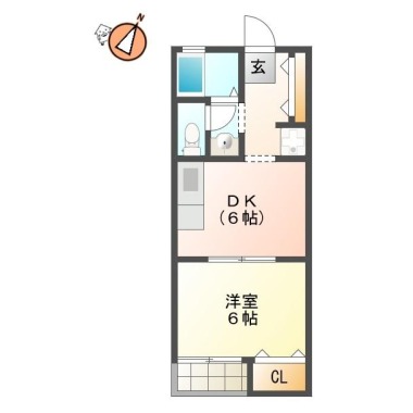 北島田町 アパート 1DK B102の間取り図