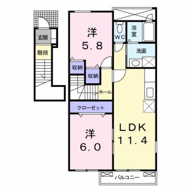 ラ・メゾン アンソレイエ A 201の間取り図