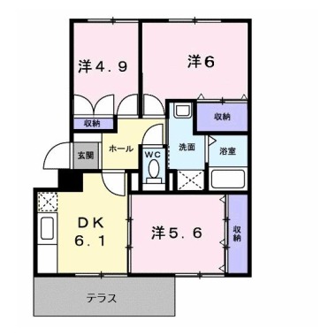 グランディール矢三B 101の間取り図