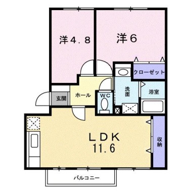 グランディール矢三B 201の間取り図