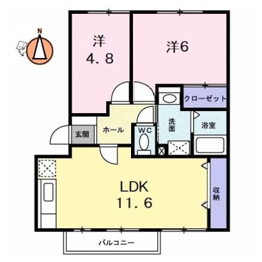 グランディール矢三B 303の間取り図