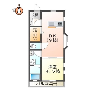 八万町法花 アパート 1DK 101の間取り図