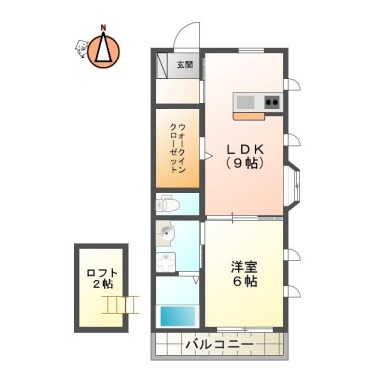 八万町法花 アパート 1LDK 201の間取り図