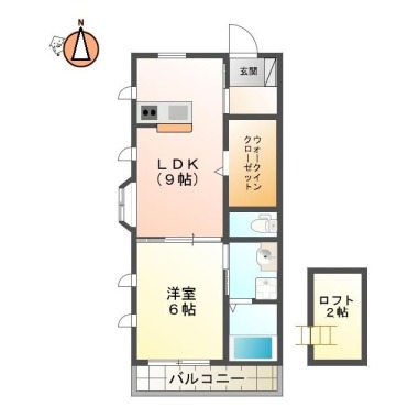 八万町法花 アパート 1LDK 202の間取り図
