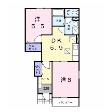 アルエット シャンテ 102の間取り図