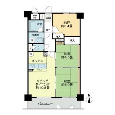 佐古一番町 マンション 2LDK 304の間取り図