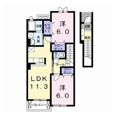 フラワーストリートハウスA 201の間取り図