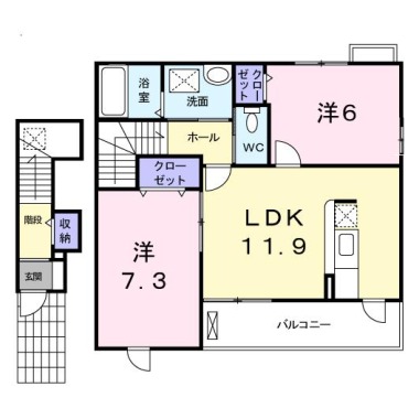 サニースクエアA 205の間取り図